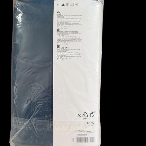 IKEA ULLVIDE Dark Blue King 4 Piece Sheet Set - Picture 3 of 3
